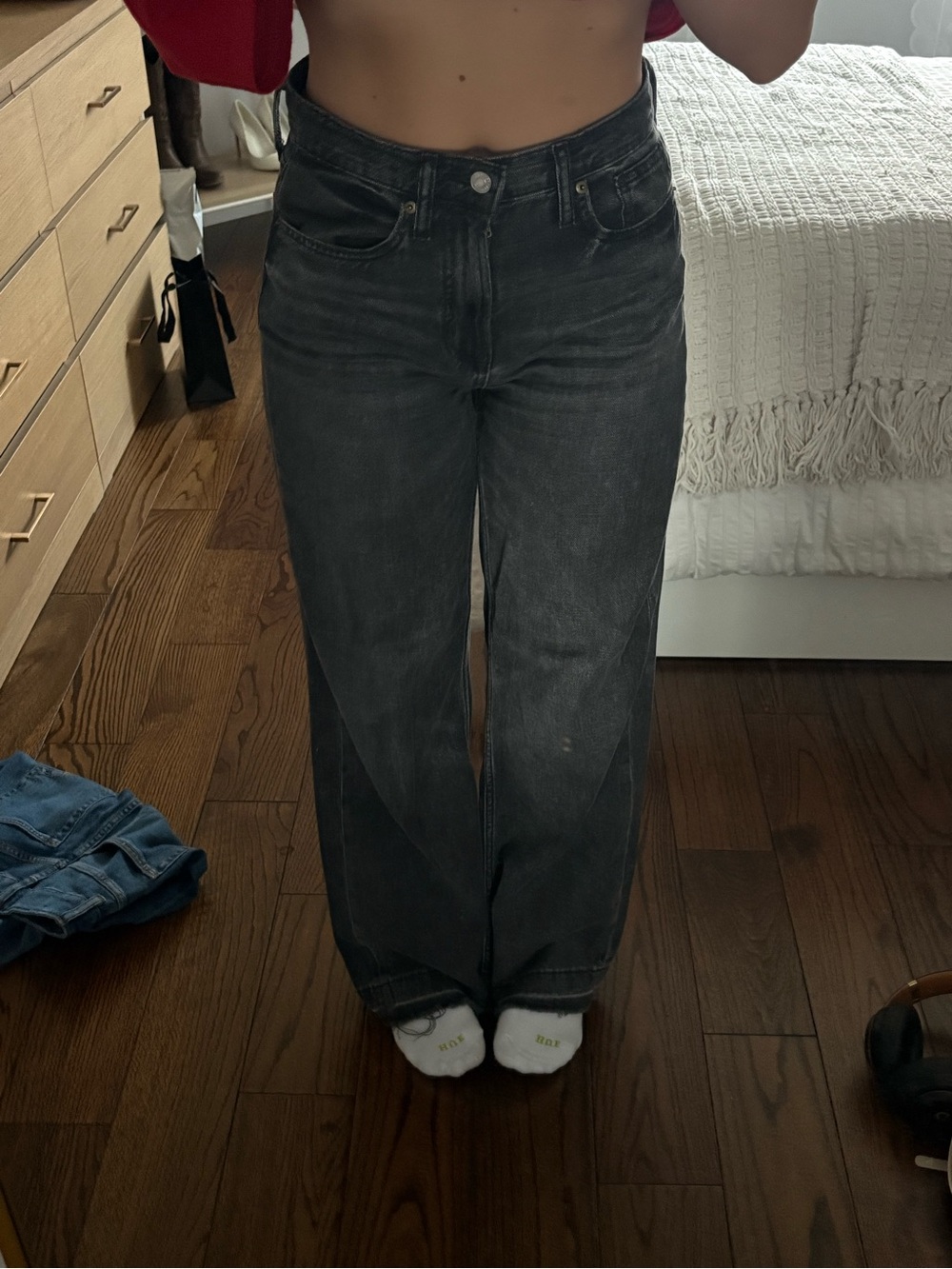 GAP Black High-Rise Wide-Leg Jeans